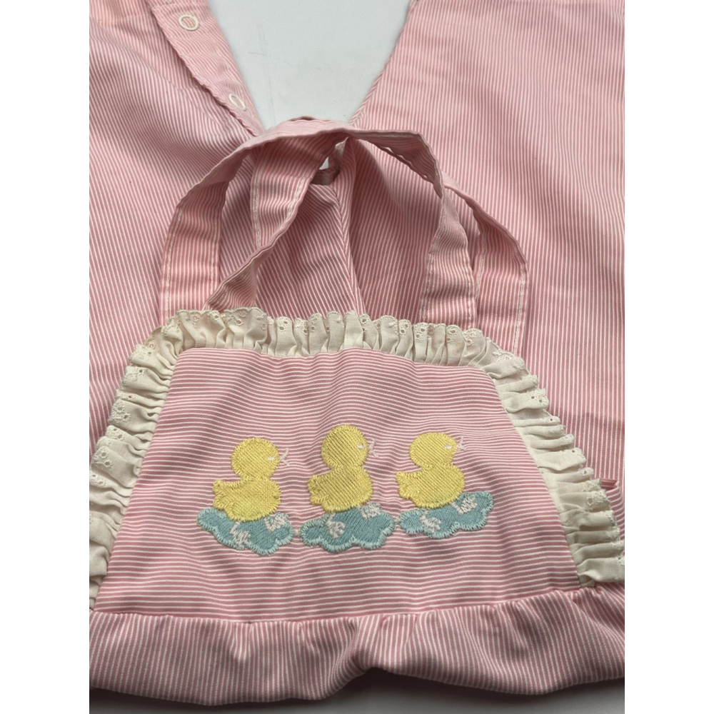 Vintage Healthtex Overalls Baby Girls Size 12m Pink & YELLOW DUCKIES SEE ALL